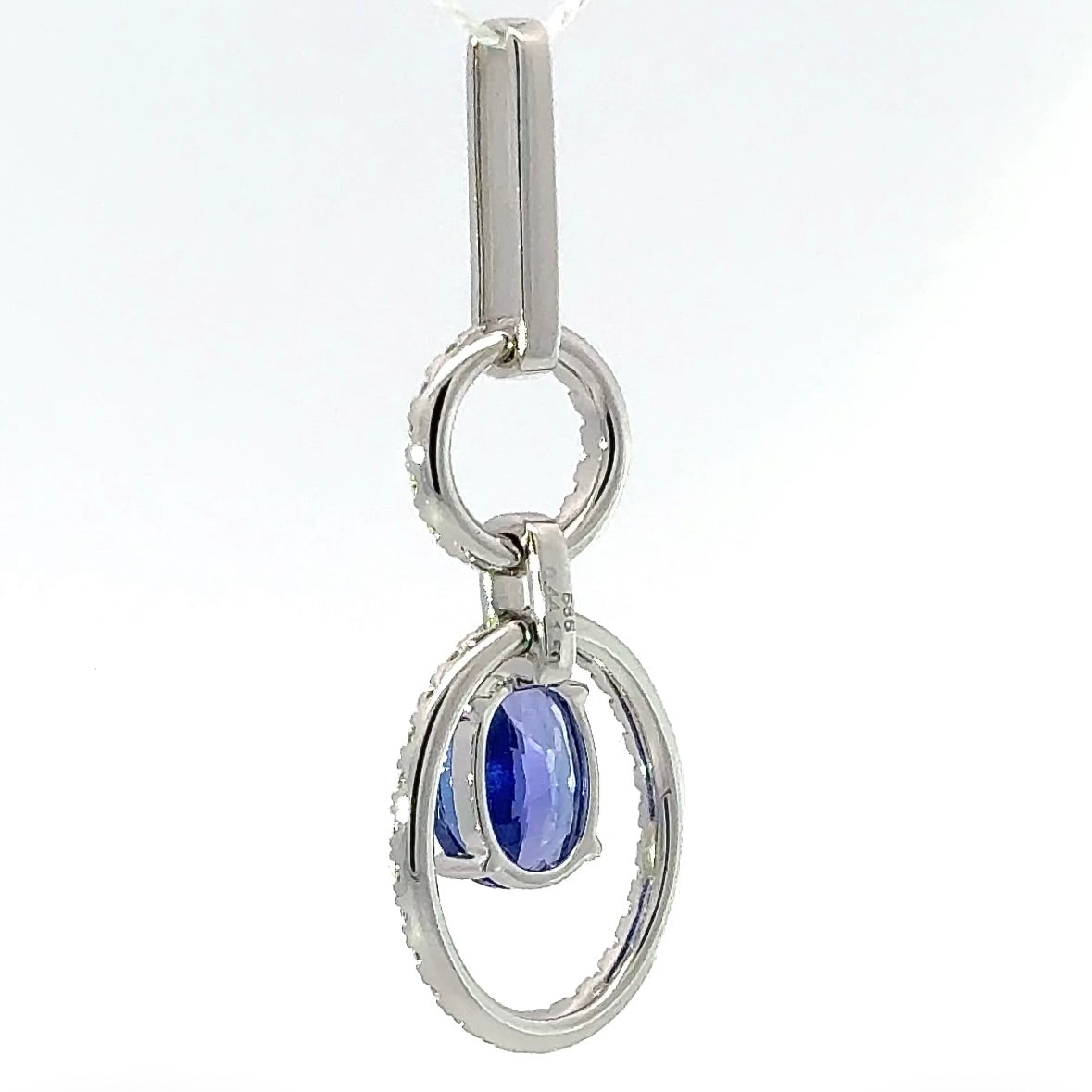 Fancy pendant in 14k white gold with tanzanite & brilliant-cut diamonds