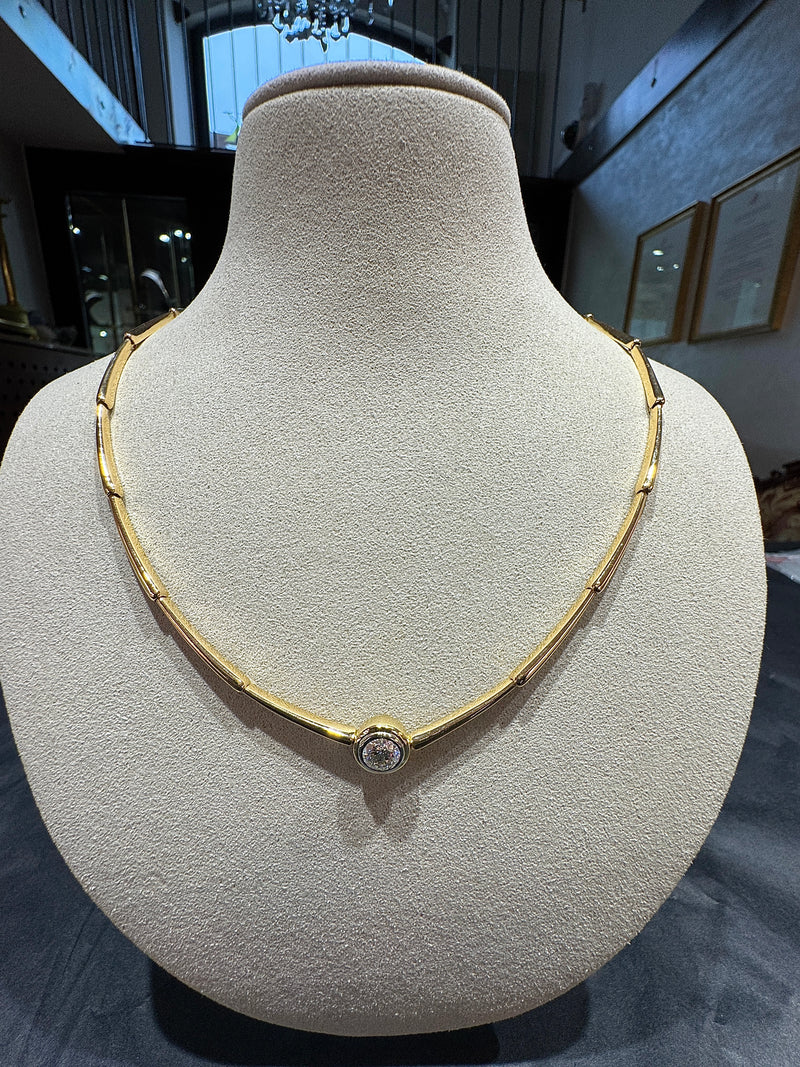 Seltenes Vintage-Collier in 18 Karat Gelbgold mit 1,07 Karat Brillant
