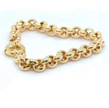 Modernes Erbsketten Armband in 14 Karat Gelbgold mit großen Federring