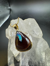 Eleganter Anhänger in 14 Karat Gelbgold mit australischem Boulderopal