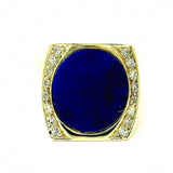 Dominanter Ring in 14 Karat Gelbgold mit Lapis Lazuli und Diamanten