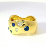 Eleganter Ring in 18 Karat Gelbgold mit Saphiren & Brillanten