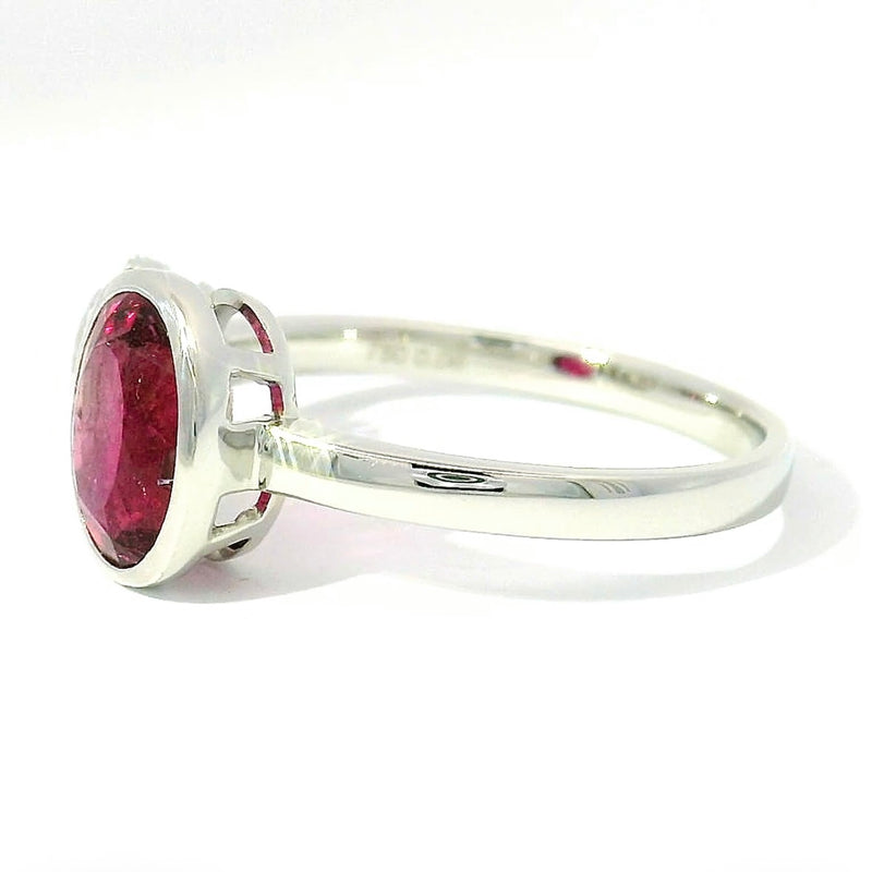 Eleganter Ring in 18 Karat Weißgold mit Rubellit & Brillanten