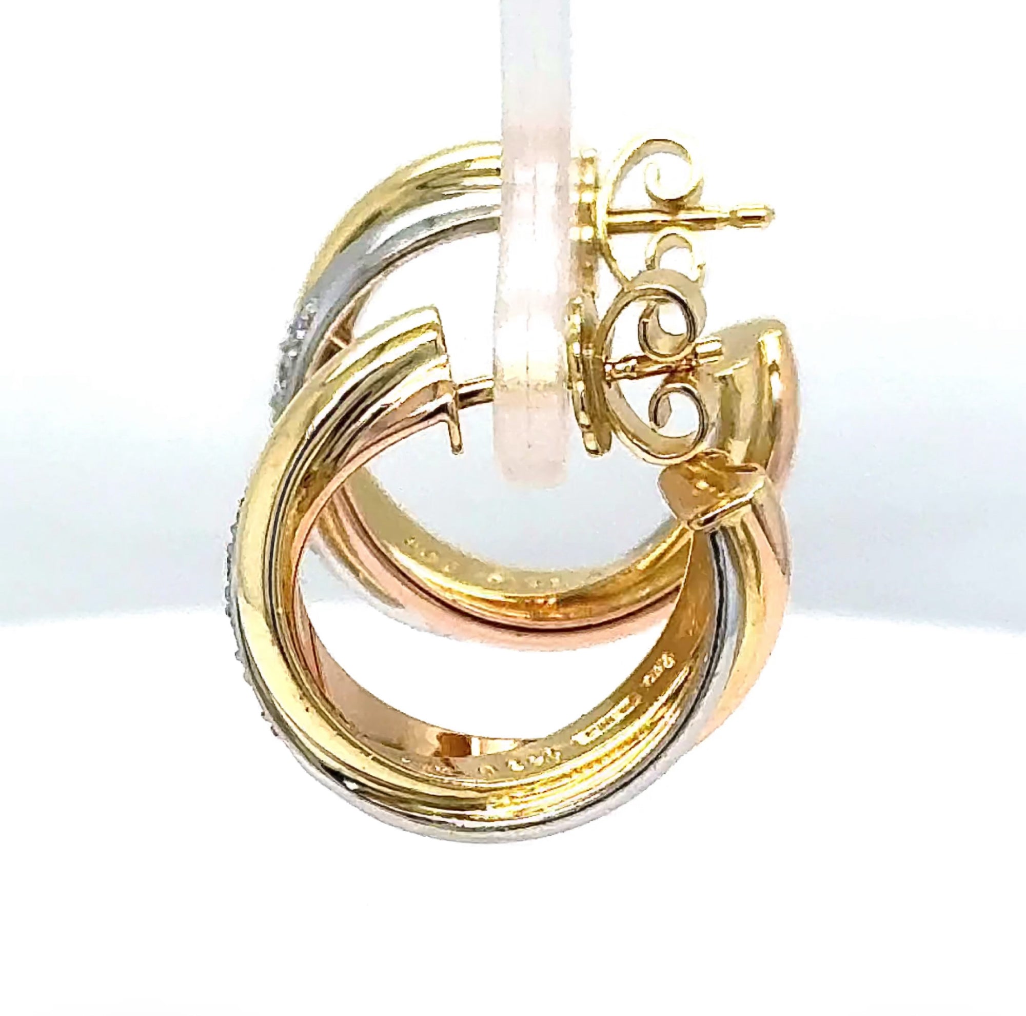 Edle Wempe Ohrringe in 18 Karat Tricolor Gold mit hochfeinen Brillanten