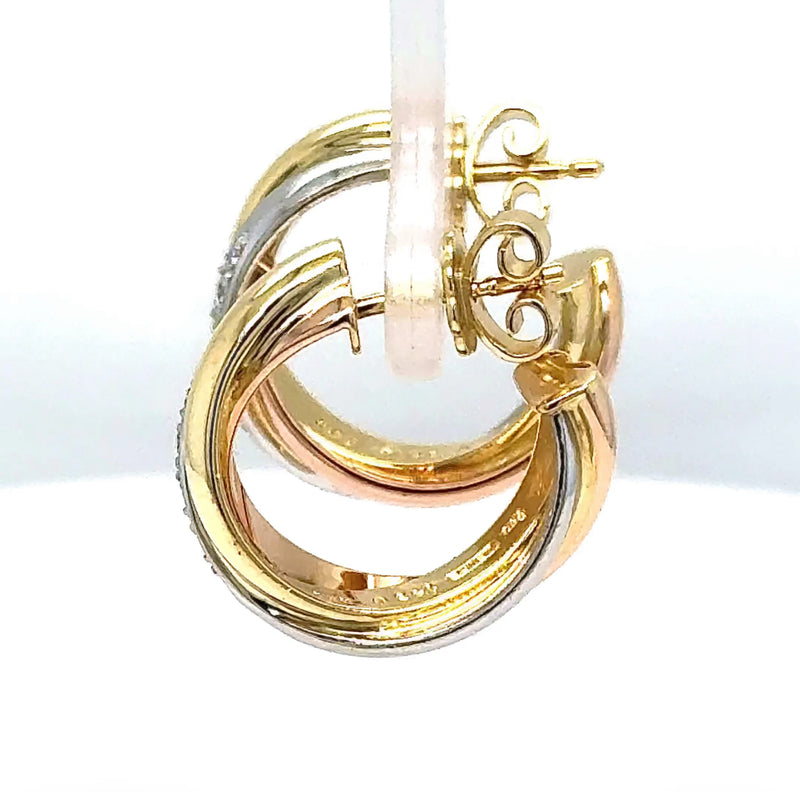 Edle Wempe Ohrringe in 18 Karat Tricolor Gold mit hochfeinen Brillanten