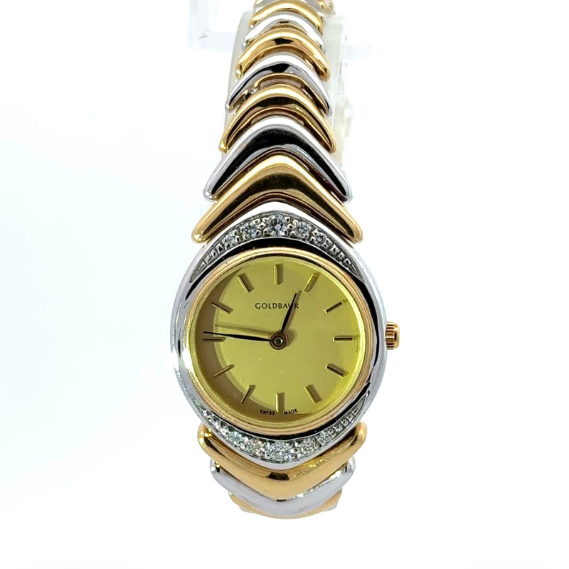 Ausgefallene Goldbaur-Uhr in 18 Karat Gelb- & Weißgold – mit Brillanten