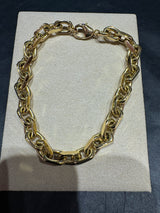 Schweres diamantiertes Armband in 14 Karat Gelbgold mit Karabiner