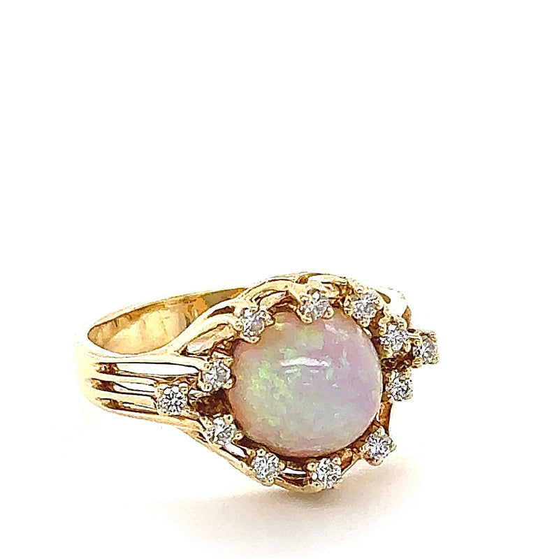 Original Goldbaur Ring in 18 Karat Gelbgold mit feinen Opal & Brillanten