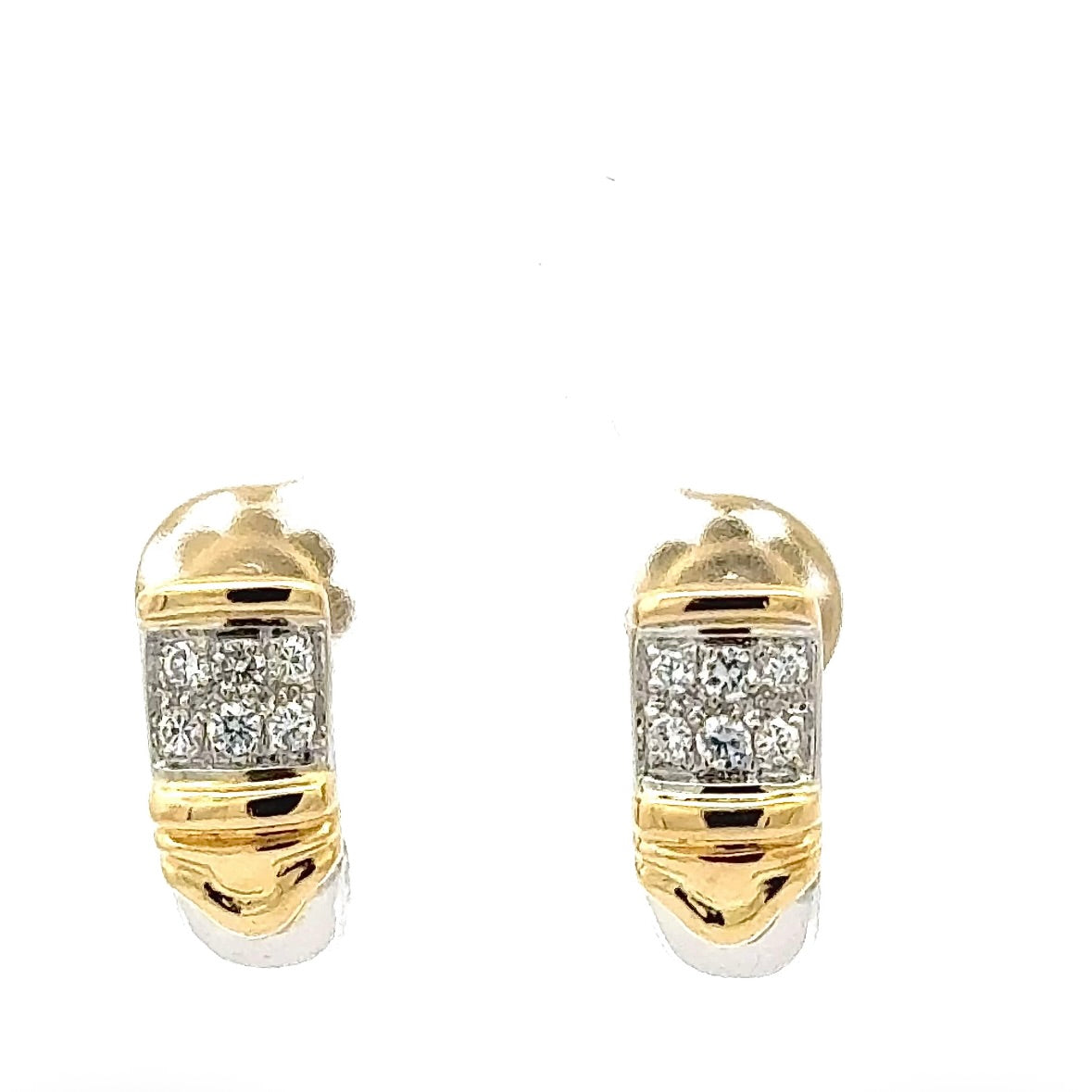 Fancy earrings in 18k yellow and white gold with brilliant-cut diamonds
