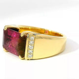 Beeindruckender Ring in 14 Karat Gelbgold mit Bicolor-Turmalin & Brillanten
