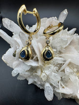 Elegante Ohrringe in 14 Karat Gelbgold mit Saphiren & Brillanten