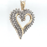 Elegant bicolor heart in 10 carat gold with 67 diamonds