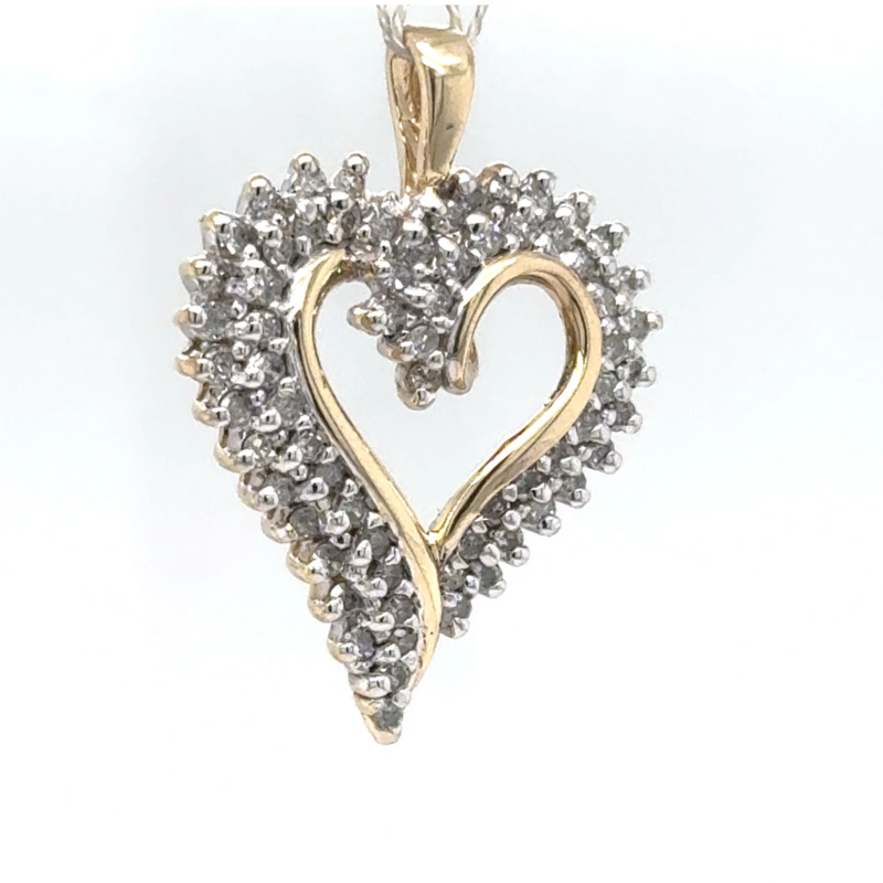 Elegant bicolor hart van 10 karaat goud met 67 diamanten