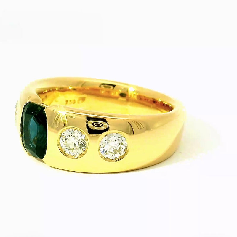 Hochwertiger Jaufmann Ring in 18 Karat Gelbgold mit Saphir & riesigen Diamanten