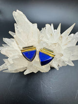 Handgefertigte Ohrringe in 14 Karat Gelbgold mit Lapis Lazuli
