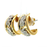 Handgefertigte Halbkreolen in 18 Karat Gelb- & Weißgold mit feinen Brillanten