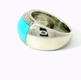 Hochwertiger Ring in 18 Karat Weißgold mit feinem Türkis & Brillanten