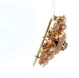 Art Déco Brosche in 14 Karat Roségold mit Altschliff-Diamant & Naturperlen