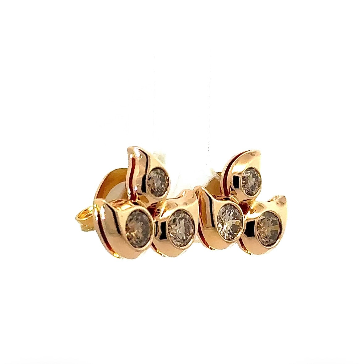 Edle Tamara Comolli Snowflake Ohrstecker in 18 Karat Roségold mit farbigen Brillanten