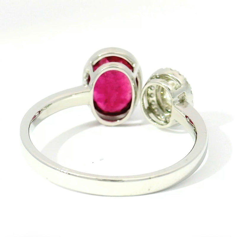 Eleganter Ring in 18 Karat Weißgold mit Rubellit & Brillanten