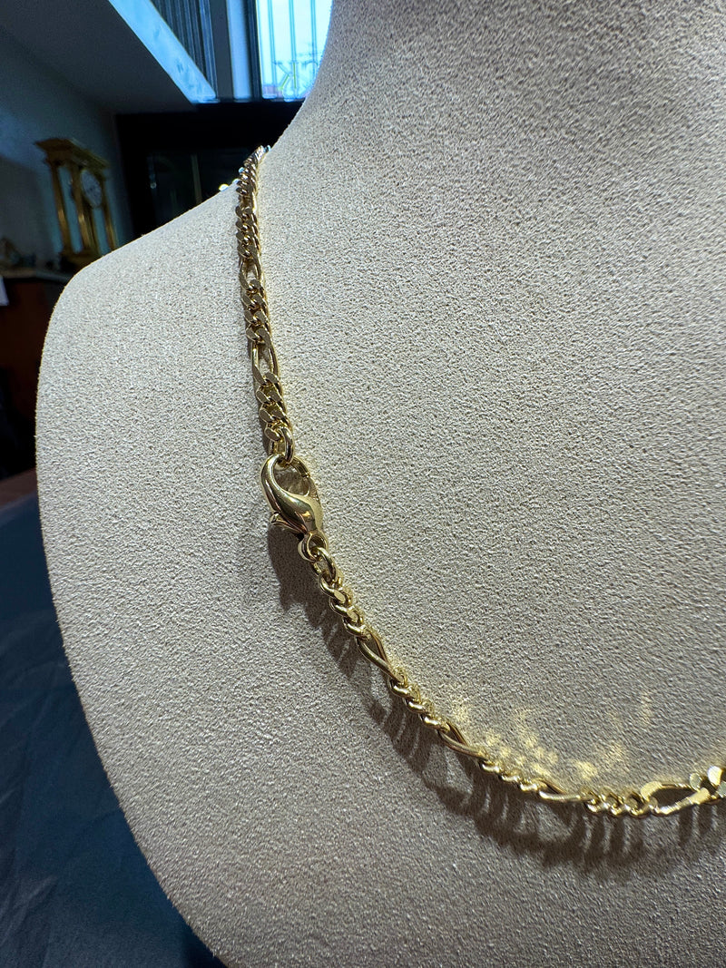 Leuchtende Figaro Panzerkette in 18 Karat Gelbgold mit Karabiner
