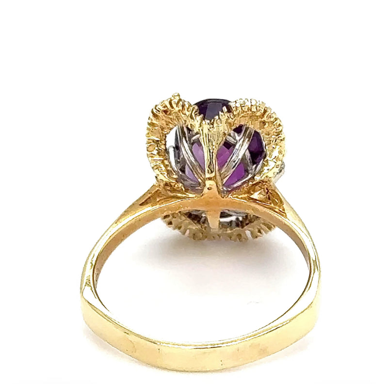 Handgefertigter Amethyst Ring in 14 Karat Gelb -& Weißgold mit Brillanten