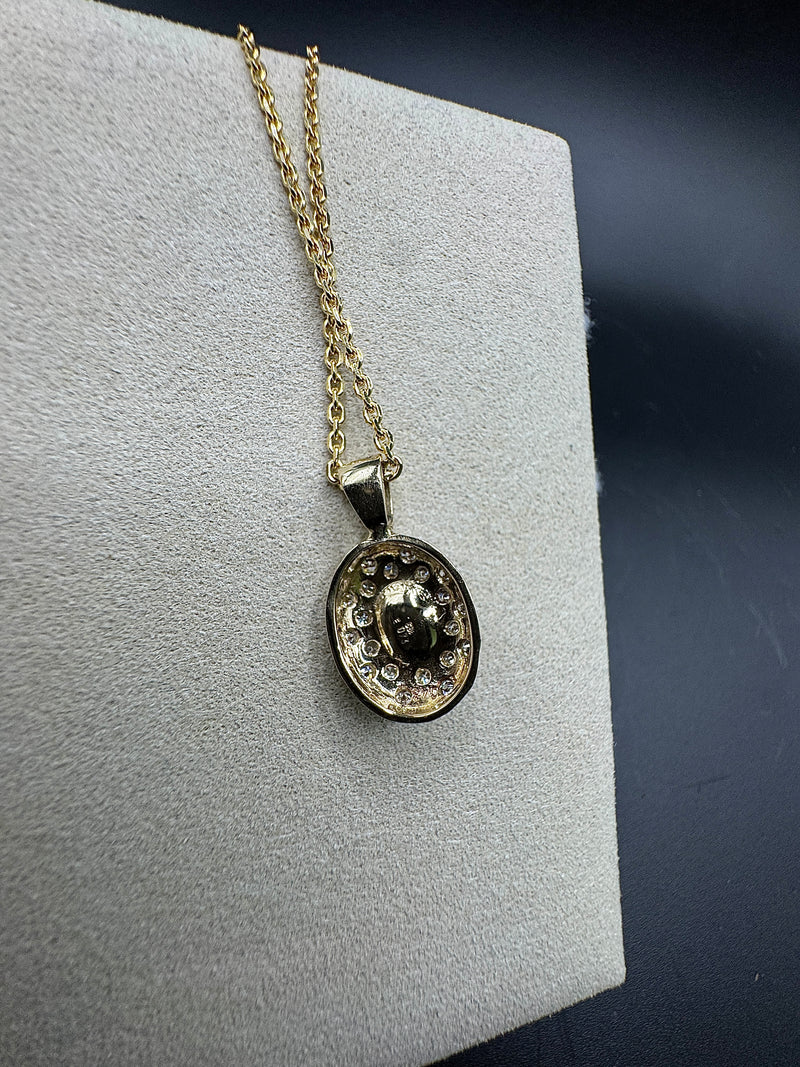 Eleganter Anhänger in 14 Karat Gelbgold mit Smaragd & Brillanten