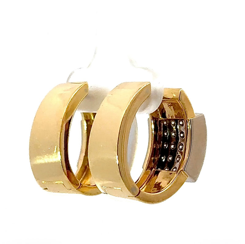 Handgefertigte Kreolen in 18 Karat (750) Gelb- und Weißgold mit hochfeinen Brillanten