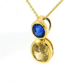 Edler Anhänger in 18 Karat Gelbgold mit hochfeinem Saphir & Fancy Brillant