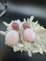 Edle Ohrringe in 18 Karat Roségold mit rosa Saphiren und rosa Andenopal