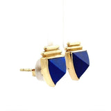 Handgefertigte Ohrringe in 14 Karat Gelbgold mit Lapis Lazuli