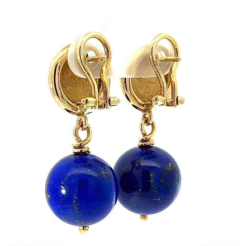 Elegante Ohrringe in 14 Karat Gelbgold mit hochfeinem Lapis Lazuli