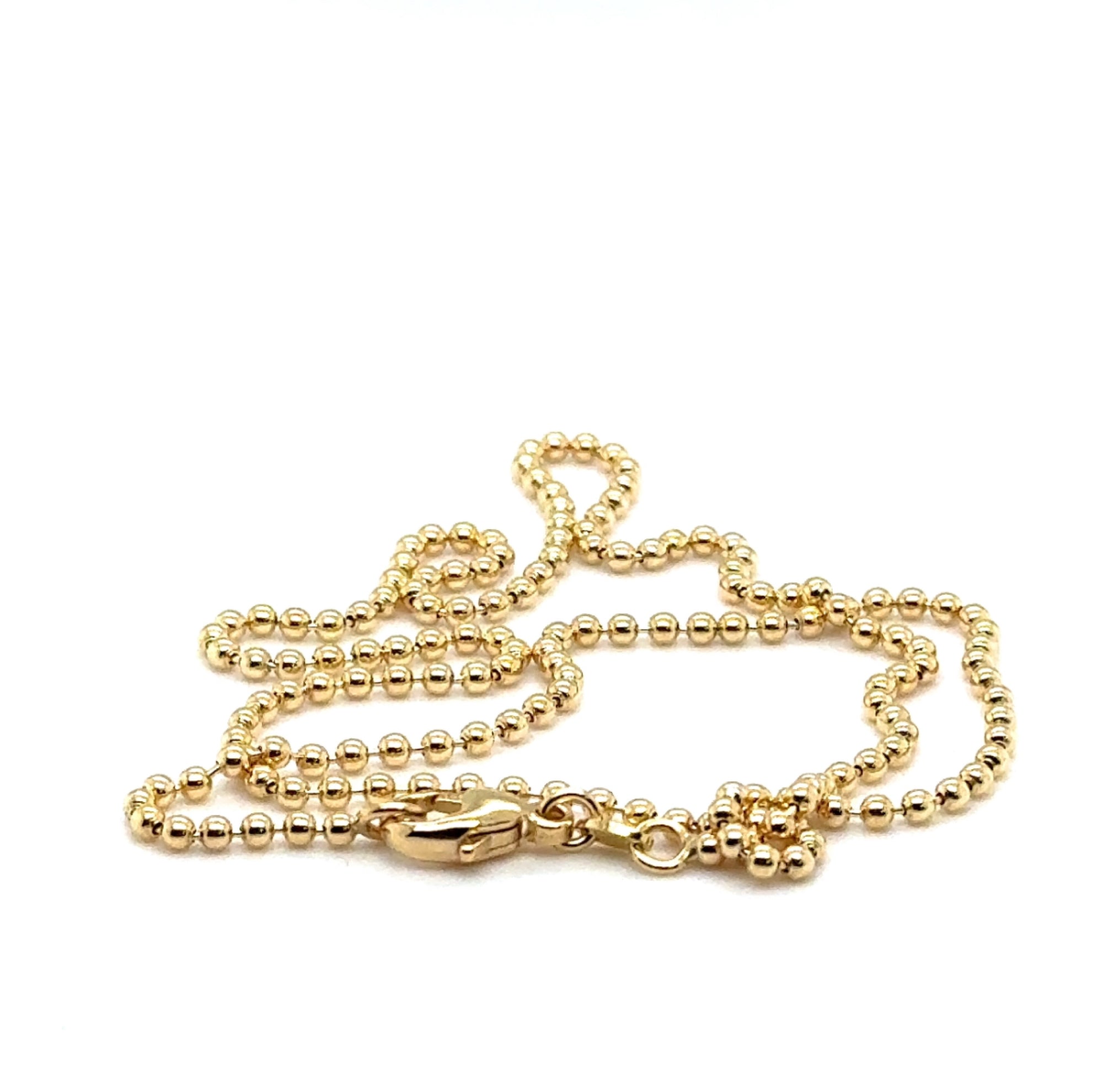 Elegant Bead Chain in 14 Karat Yellow Gold with Carabiner Clasp
