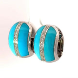 Exklusive 18 Karat Weißgold-Kreolen mit Türkis & Brillanten