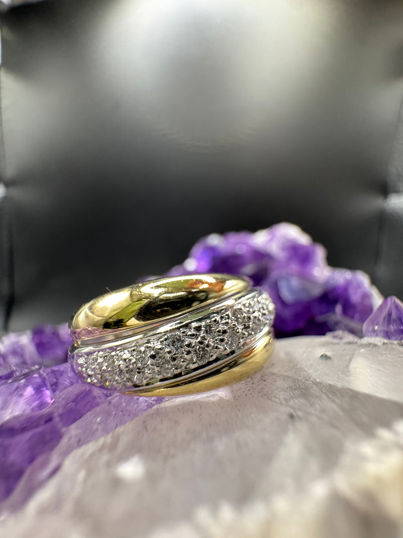 Eleganter Bicolor Ring in 14 Karat (585) Gelb & Weißgold mit Brillanten | Ringe - Schmuck Schroll