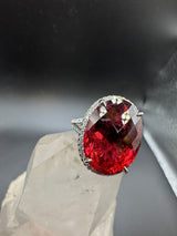 Beeindruckender Ring & Anhänger in 14 Karat Weißgold mit Rubellit & Brillanten