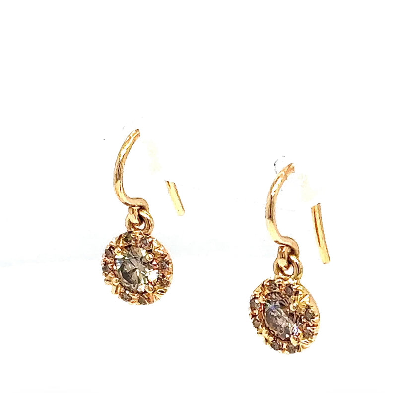 Handgefertigte Schmedding Ohrringe in 18 Karat Roségold mit Fancy Brillanten