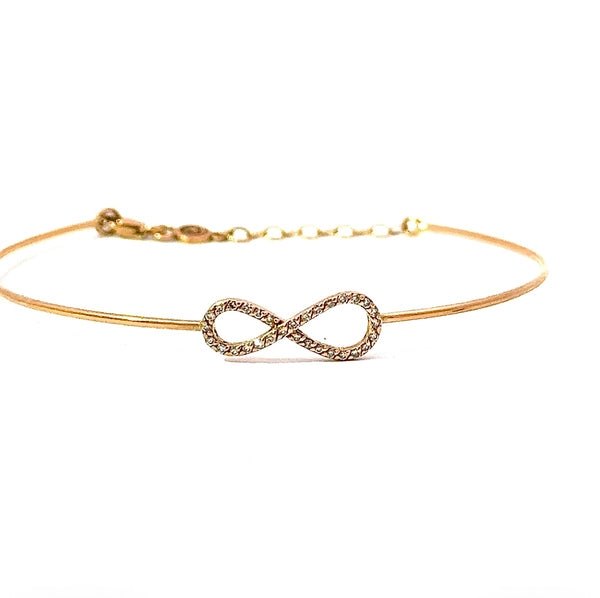 Zierlicher Armreif in 18 Karat warmem Roségold mit Unendlichkeitszeichen