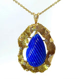 Einmaliger Anhänger/Brosche in 14 Karat Gelbgold mit Lapis Lazuli & Brillanten