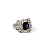 Prunkvoller Vintage-Ring in 14 Karat Weißgold mit Saphir & Brillanten