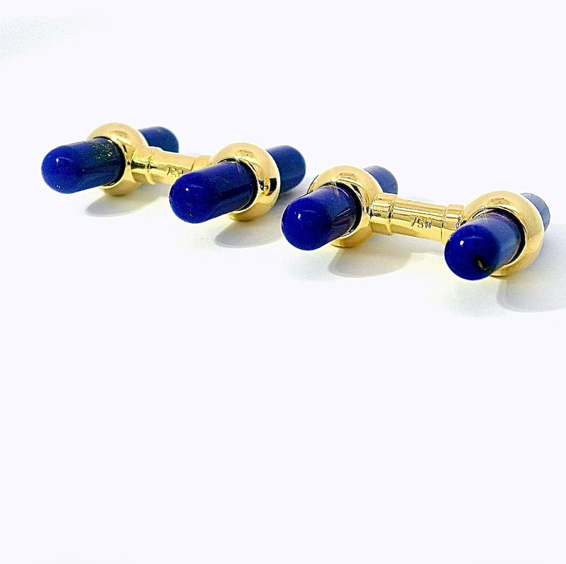 Manschettenknöpfe in 18 Karat Gelbgold – Edelsteineinsätze aus Onyx, Lapis Lazuli & Malachit