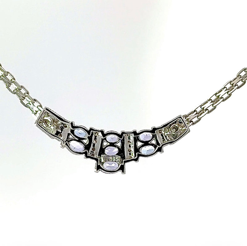 Elegantes Collier in 14 Karat Weißgold mit feinen Tansaniten & Brillanten