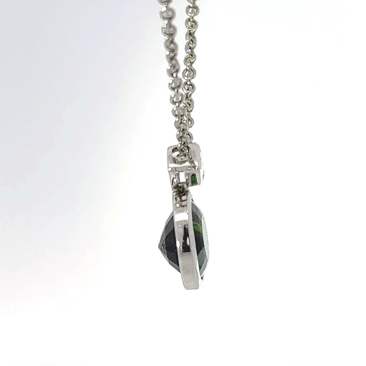 Modern Tourmaline Pendant in 14 Karat White Gold with Navette Brilliant