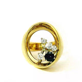 Handgefertigter Ring in 18 Karat Gelbgold mit Brillanten & Saphir