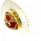 Einmaliger Anhänger in 925 Sterling Silber & 18 Karat Gold mit Natur-Feueropal