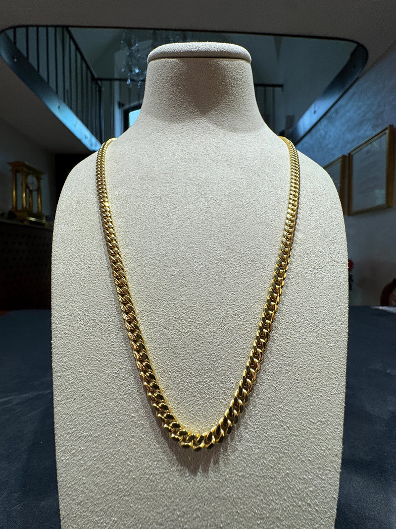 Abgerundete Panzerkette in 14 Karat Gelbgold mit Karabiner