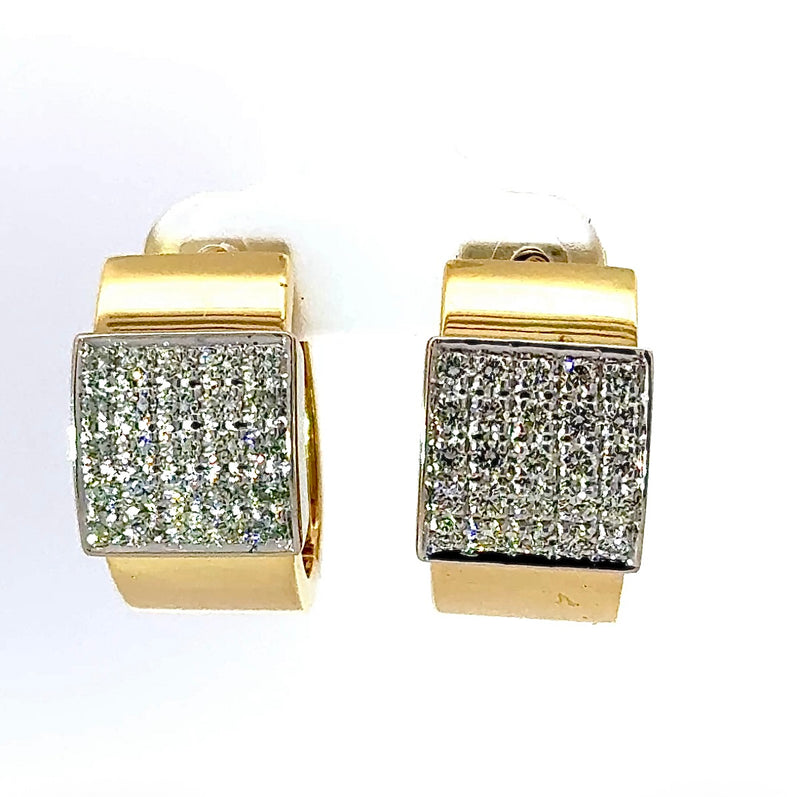 Handgefertigte Kreolen in 18 Karat (750) Gelb- und Weißgold mit hochfeinen Brillanten