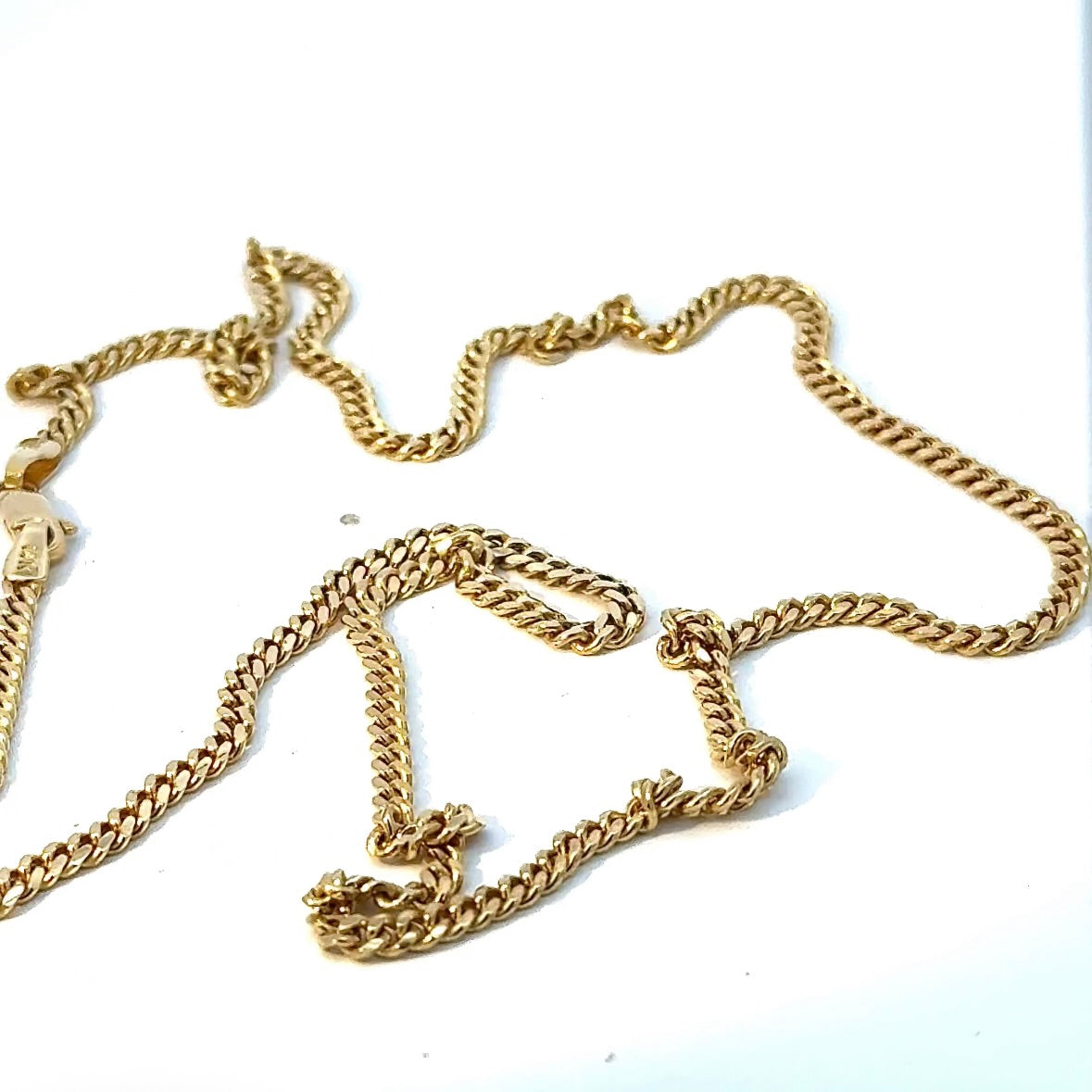 Elegante Panzerkette in 14 Karat Gelbgold mit Karabinerverschluss