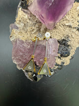 Handgefertigte Ohrringe in 18 Karat Gelbgold und 950er Platin mit Brillanten