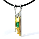 Einmaliger Anhänger in 18 Karat Weißgold & 900er Gelbgold mit Smaragd & Brillanten